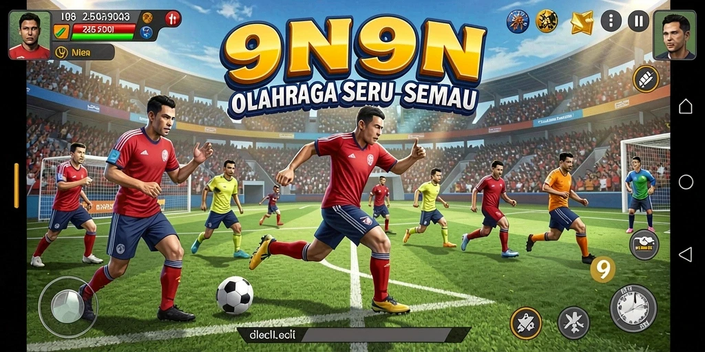 Tampilan karakter dalam aksi saat bermain 9N9N di lapangan.