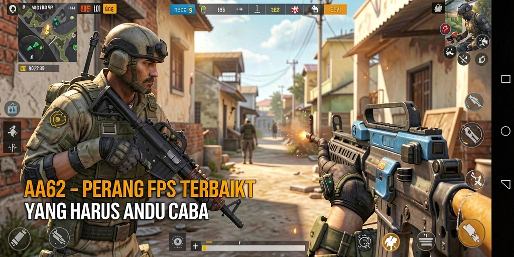 Tangkapan layar game AA62 menampilkan aksi tembak-menembak yang intens.