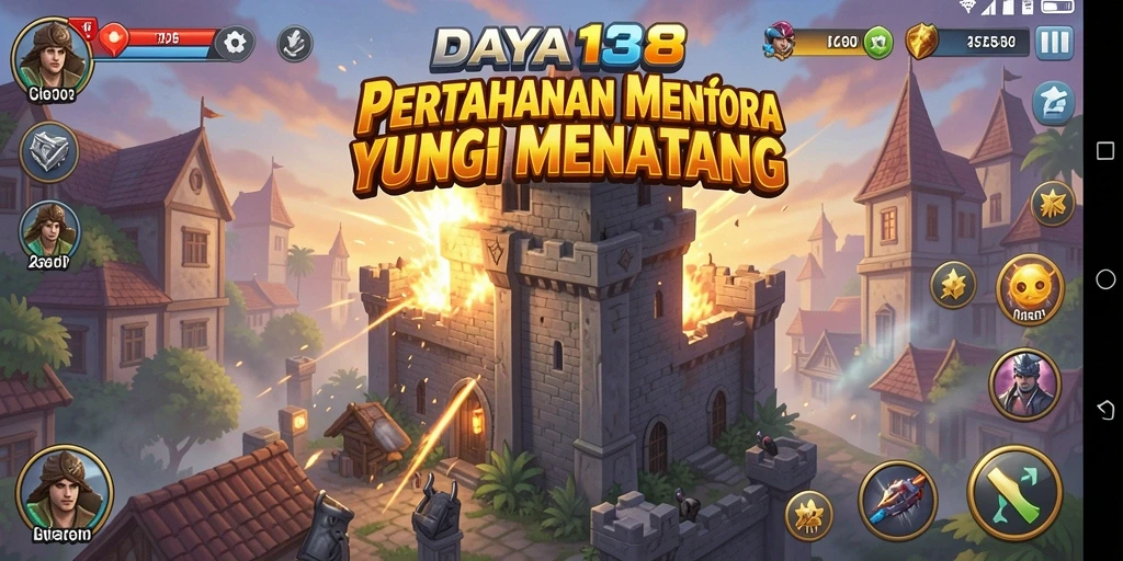 Tangkapan layar utama DAYA138 menampilkan aksi pertahanan menara yang seru dan intens.
