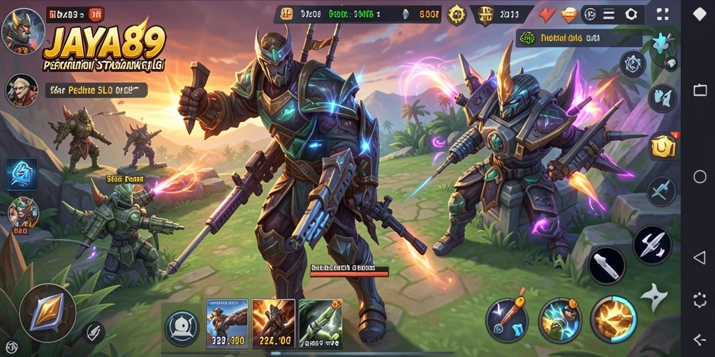 Screenshot utama JAYA89 menampilkan aksi pertempuran strategi.