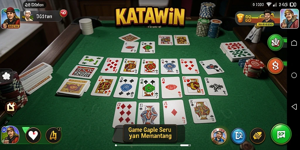 Tampilan seru gameplay Gaple di KATAWIN.