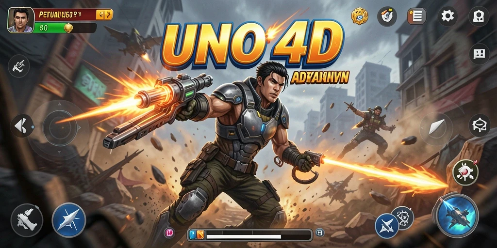 Tangkapan layar utama UNO4D menampilkan aksi seru dan grafis yang menawan.