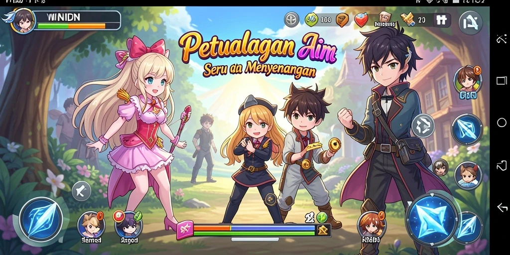Screenshot gameplay WINIDN menampilkan aksi karakter anime yang seru.